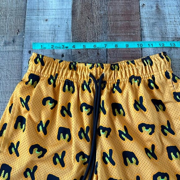Air Jordan Brand Mens Size Small Yellow & Black Cheetah Animal Print Mesh Shorts - Picture 2 of 7